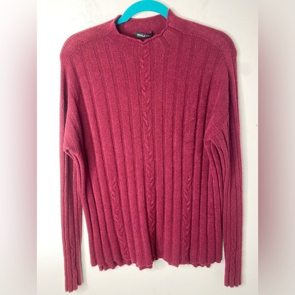 Womens Sweater Sz medium large burgundy made in Italy pullover crewneck cozycore - Picture 2 of 10